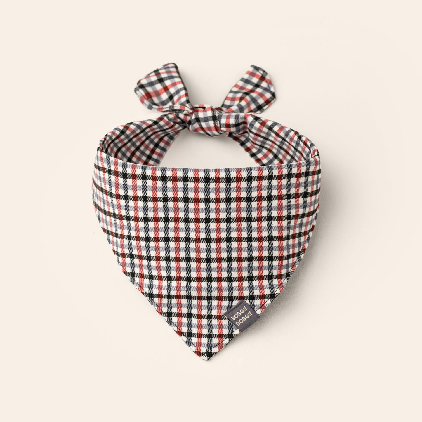 Bandana de Cuadritos negro, gris y rojo
