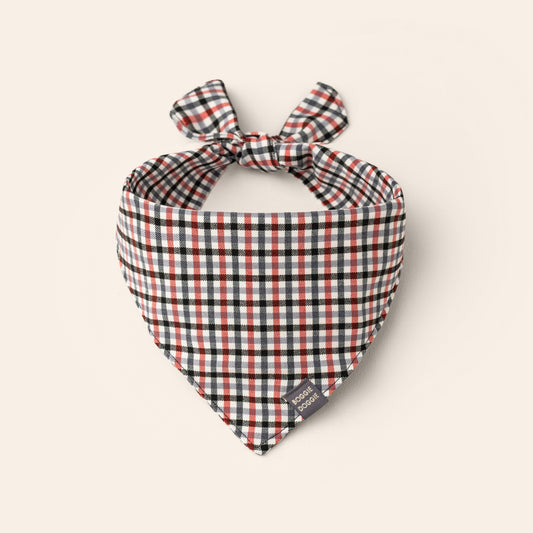 Bandana de Cuadritos negro, gris y rojo