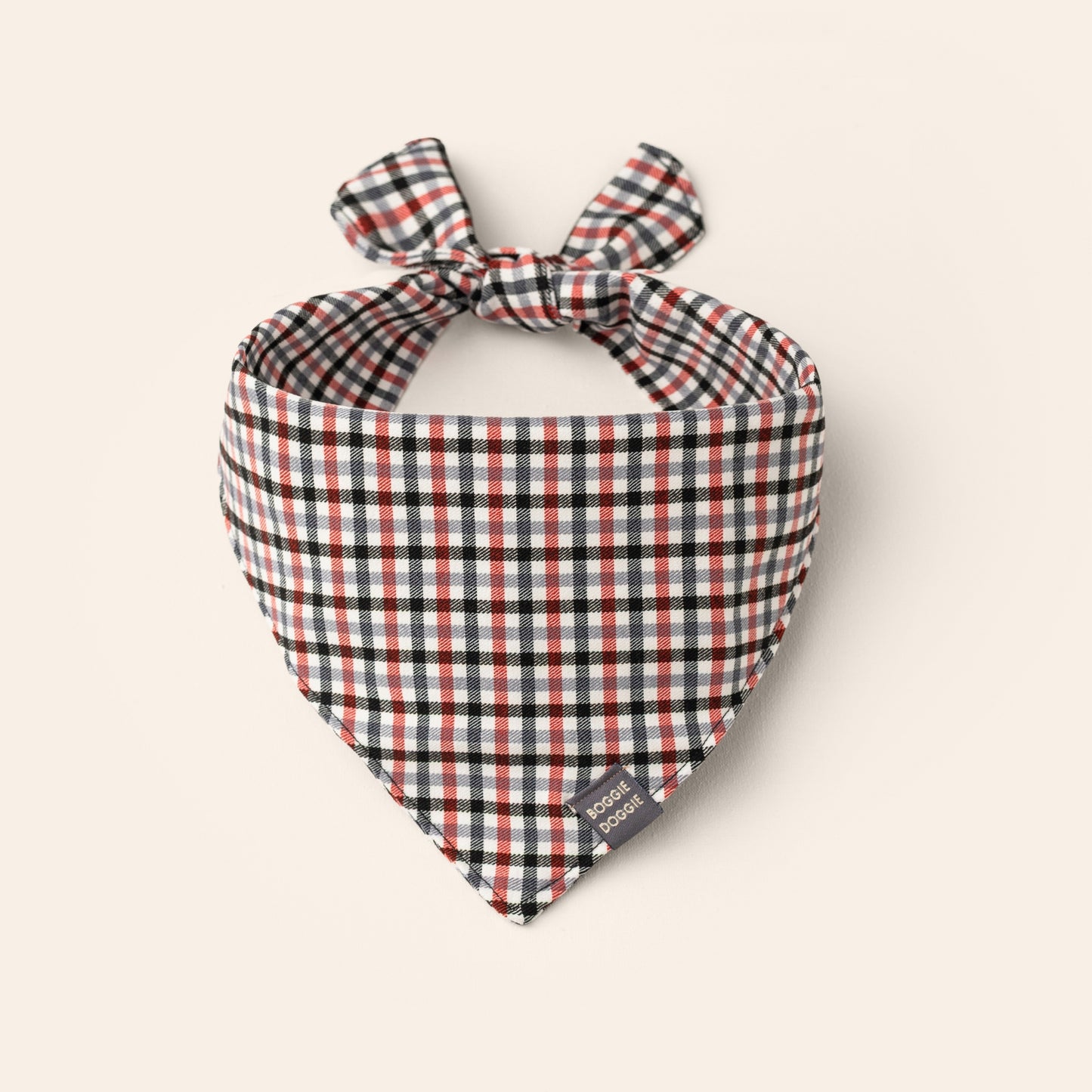 Bandana de Cuadritos negro, gris y rojo