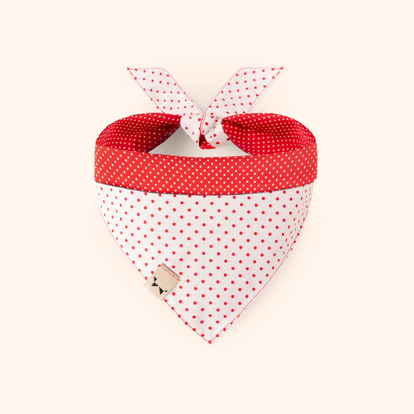 Bandana San Valentín blanca y rojo con lunares